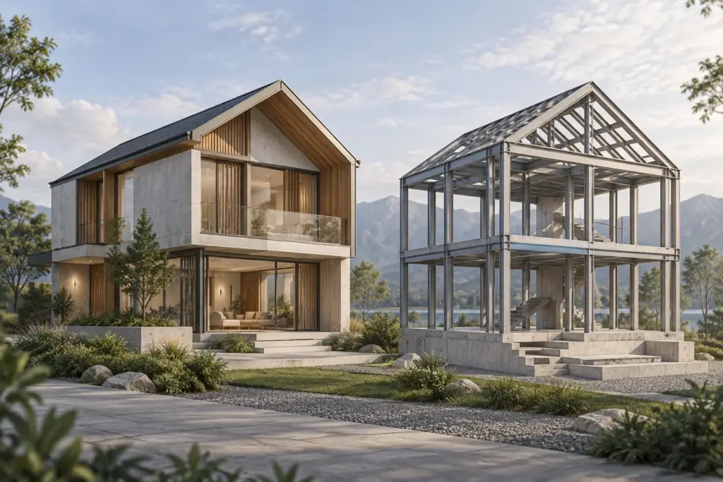 BCA Building Plan Approval and Structural Approval for Landed Homes 1 Architectural house model beside a model of its structural frame